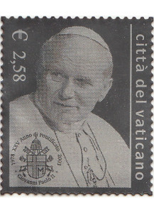 2003 Vaticano 25 Anni Pontificato Lamina Argento 1 Valore Sassone 1312